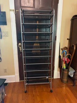 60 pair rolling shoe rack