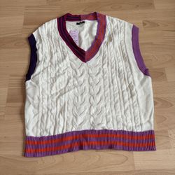 Wild Fable Women's Cable Knit Pullover Sweater Vest Almond Pink Multicolor Mediu