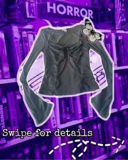Black Long Sleeve Mesh Blouse