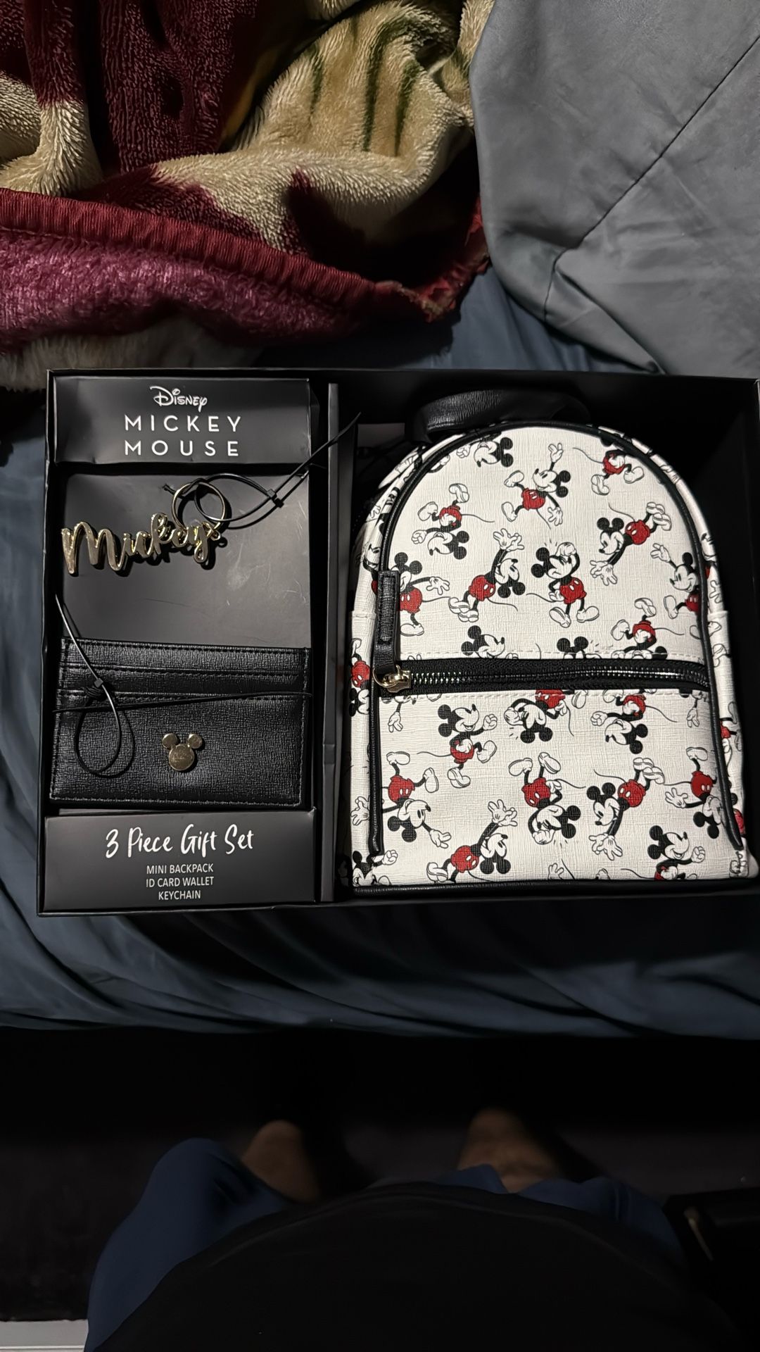 Disney Mickey Mouse Gift Set Mini Backpack Wallet And Keychain