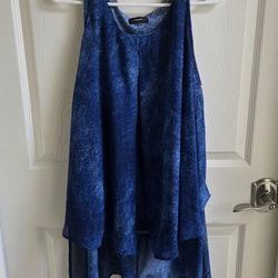 Jean Pattern High Low Tank Top