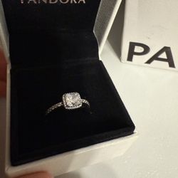 Pandora Square Halo Ring Size 7