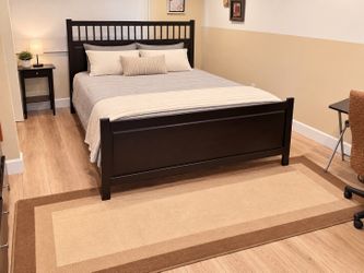 Dark Espresso Wood Bed Frame w/ Headboard & Footboard