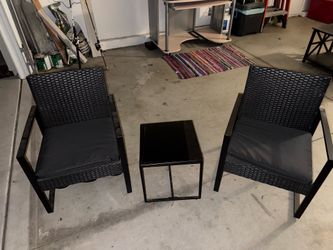 3-Piece Black Wicker Patio Set