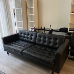Black Leather Couch (IKEA Morabo) 