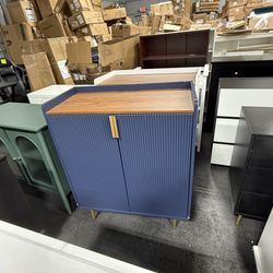 ARTPOWER Sideboard Buffet Cabinet with Fluted Texture, Modern Coffee Bar Cabinet with Wine Rack&Drawers, Blue Liquor Cabinet for Kitchen Dining Room, 