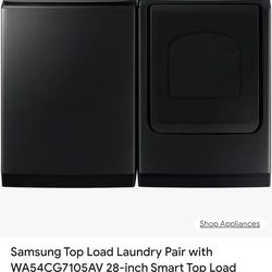 Black 2025 Samsung washer and dryer set. Large capacity