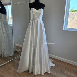 Lulus Khalida White Satin Strapless Gown Small Wedding New With Tags $298 MSRP