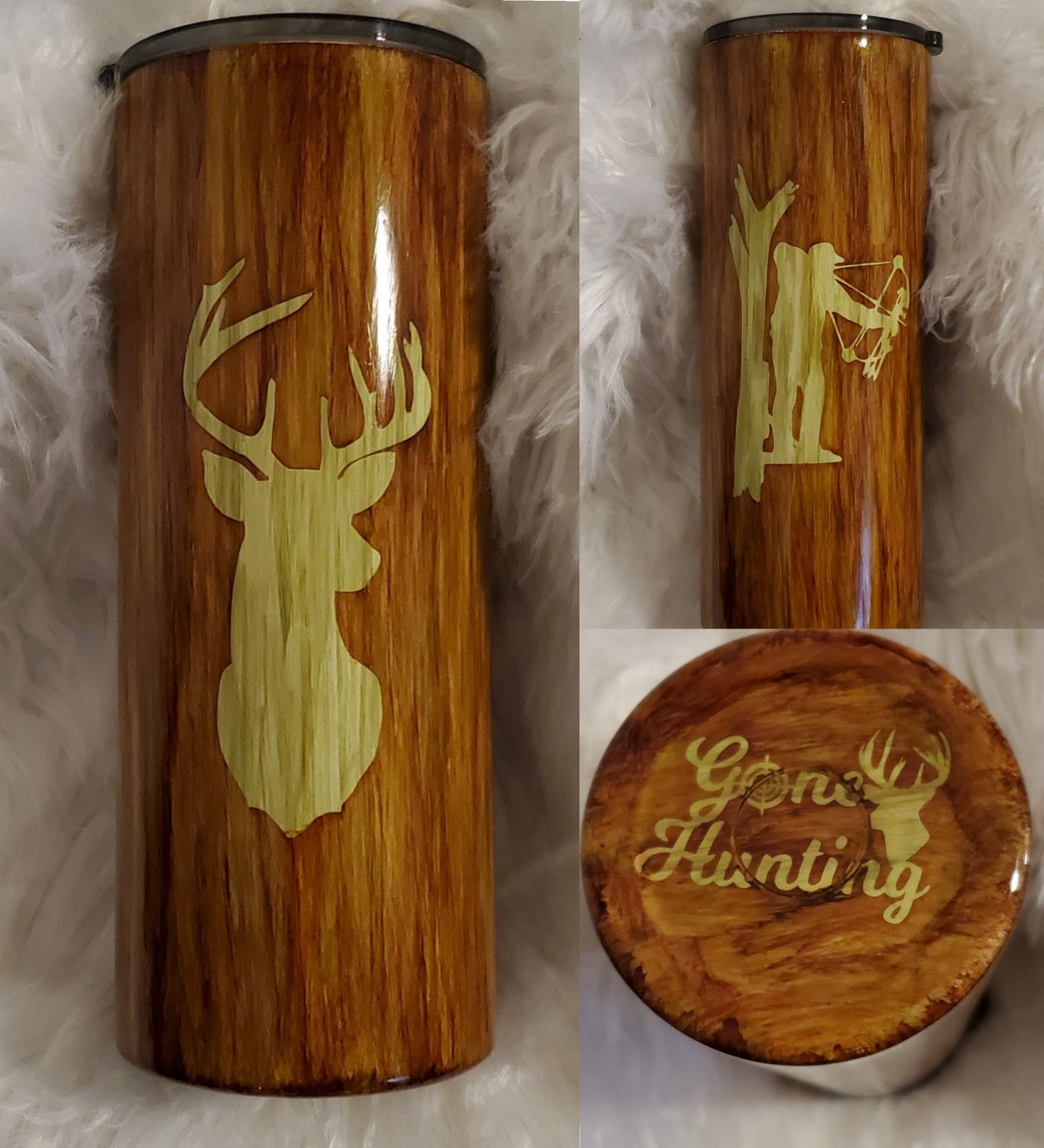 Deer Hunting Double Woodgrain Tumblers