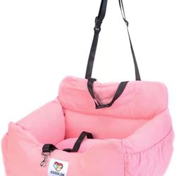 Dog Car Seat for Small/Medium Dogs, Pet Booster Seat with Storage Bag, Removable and Easy Cleaning - Pink
