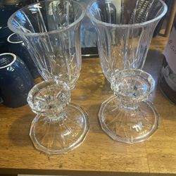 Large heavy duty crystal candleholders
