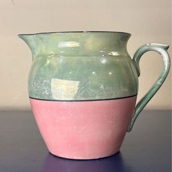 Vintage Art Deco Lustreware Pitcher - Celebrate Czechoslovakia - Pink & Mint Green