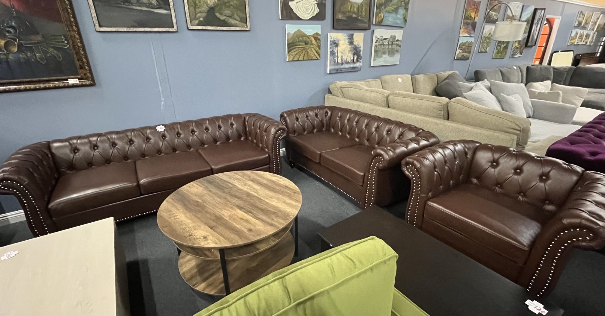 Pu sofa three piece set,$650/3pc