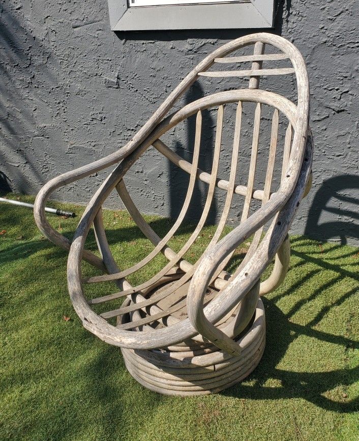 Vintage bamboo rattan swivel