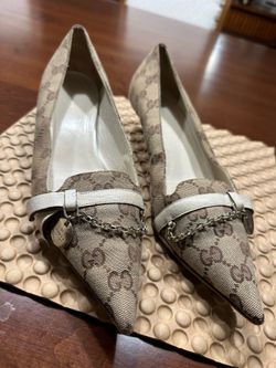 Gucci Monogram Chain Heels – Size 39