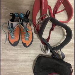 NEW Climbing Shoes & Harness (W 39/ 7.5 US, XS)