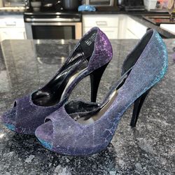 8. Chinese Laundry Peep toe heels Blue And Purple Iridescent 9.0 women $20