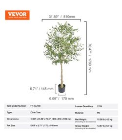 Artificial Olive Tree - 70 Inch Faux Plant - Indoor Decor - New