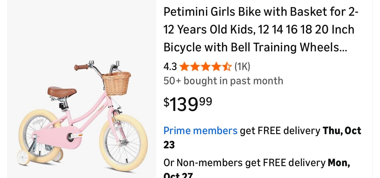 Girls Bike with Basket