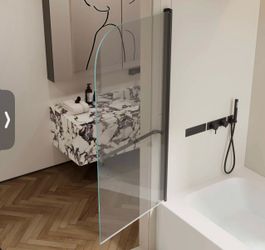 Rise And Down Rotation Shaft Door Shower Doors For Bathtub,Tempered Glass Door, Bathroom Tub Glass Single Door, Aluminium