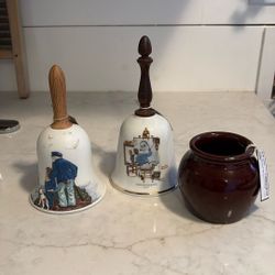 1979 & 1981 Vintage Norman Rockwell Bells & Vintage Small Pot $20 For All 