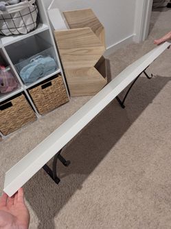 White Wood Shelf with Black Metal Brackets