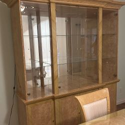 China Cabinet with Lights & 4 Glass Doors 