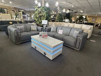 White Coffee Table with LED Lights and Speakers