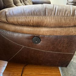 Leather Electric Recliner With Reclining Couch 