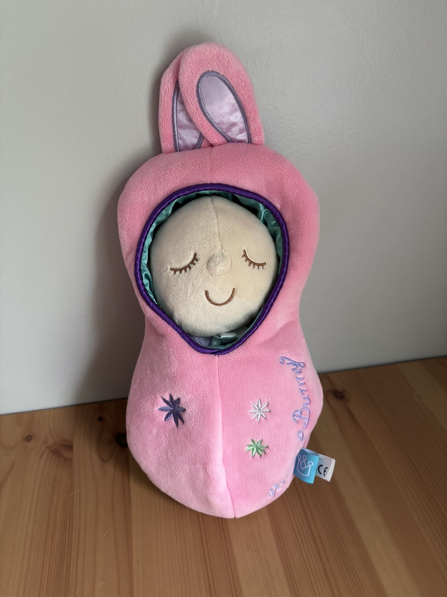 Manhattan Toy Soft Plush Baby Doll Honey Bunny Pink Sleep Snuggle Pod Set