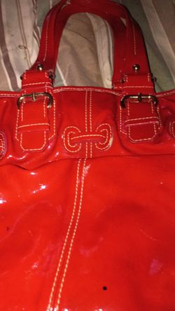 Red Patent Leather Tote Handbag
