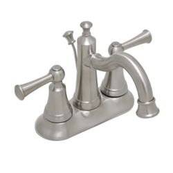 #43/ Brush Nickel Centerset Bathroom Faucet with Pop-Up Drain Assembly