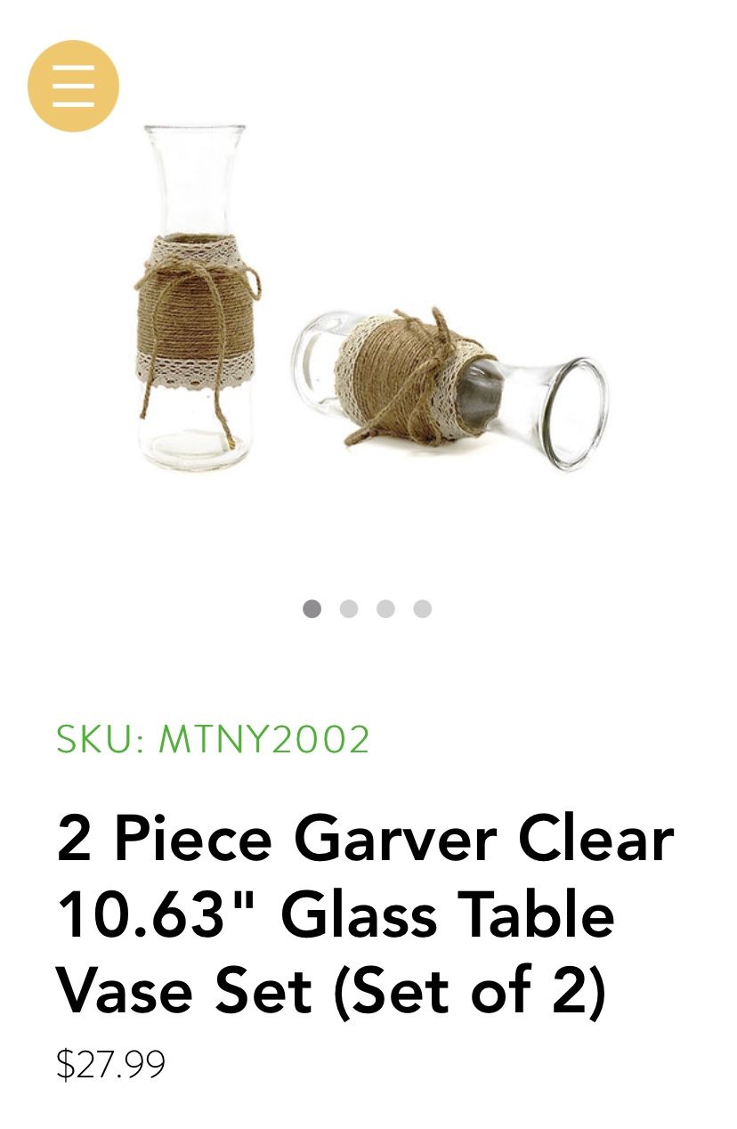 Beautiful Vases / Wine Decanters For Wedding / Showers Etc