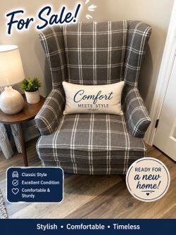 Very nice like new Plaid Wingback Accent Chair