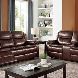 New Reclining Couch  / Love Seat .  Dark Brown .  Free Delivery !