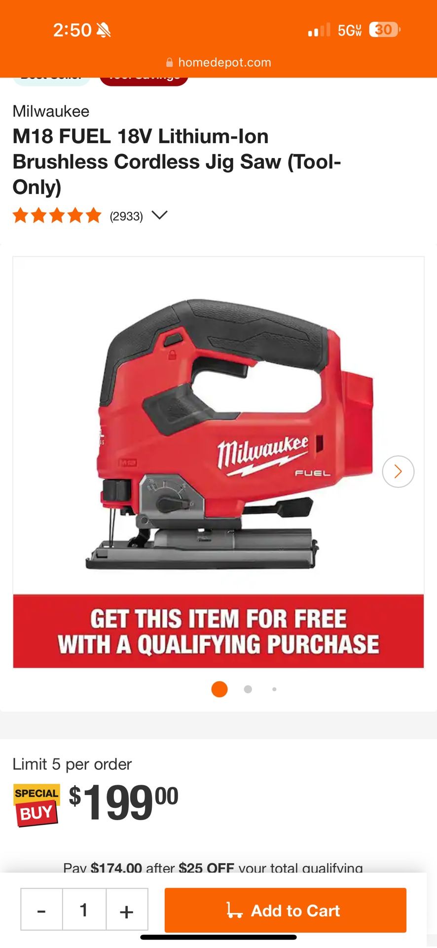 Milwaukee Battery Operated Jigsaw