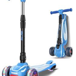 Toddler Scooter for Kids Ages 3-12 Years Old Boy Girl with 3 Wheel LED Lights, Extra-Wide Childrens Foldable Kick Scooter Kids Ages 3-5 with 4 Adjusta
