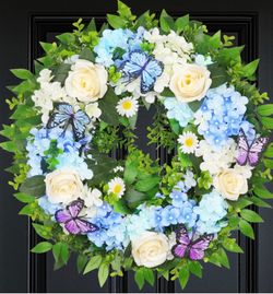 Grandeal 24" Hydrangea Wreath With Lights