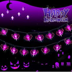 Halloween String Lights,Battery Operated Halloween Pumpkin Bat Ghost Decorations Lights Kit with 20 LED Lights,12ft for Indoor/Outdoor Halloween, Holi
