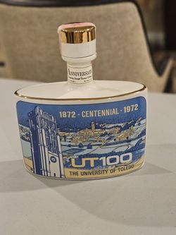 Kentucky Straight Bourbon Whiskey Decanter Commemorating 100 Years of University of Toledo