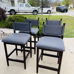 Beautiful Barstools Set Of 4 Sleek And Modern Fabric And Wood