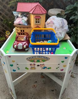 Vintage Calico Critters Activity Table + Red Roof Country Home Gift Set - MAKE AN OFFER