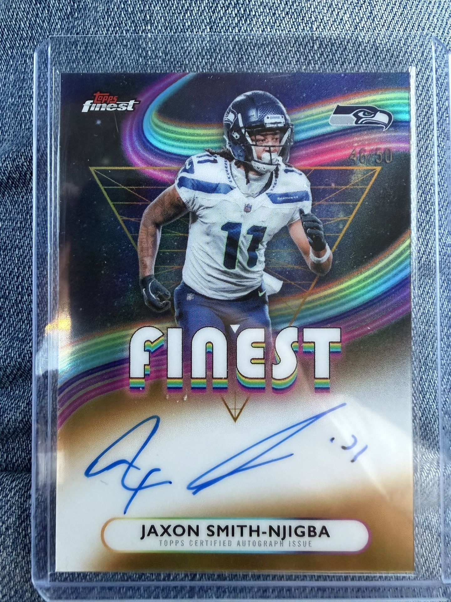 Jaxon Smith-Njigba Topps Finest On Card Auto Gold Refractor 46/50