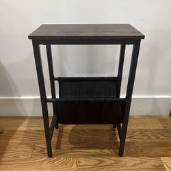 Rustic End Table with Magazine Rack