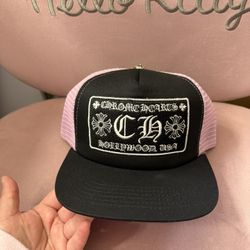 Pink And Black Chrome Hearts Trucker Hat