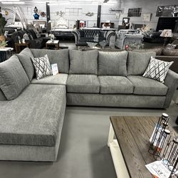 Grey L- Shaped Sectional Sofa