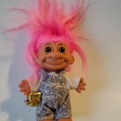 4" Vintage Russ Trolls Doll Hot Pink Hair Figurine 