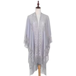 NWT AD 1pc Solid Color Lace Shawl Loose Thin Breathable Tassel Cardigan Grey OS