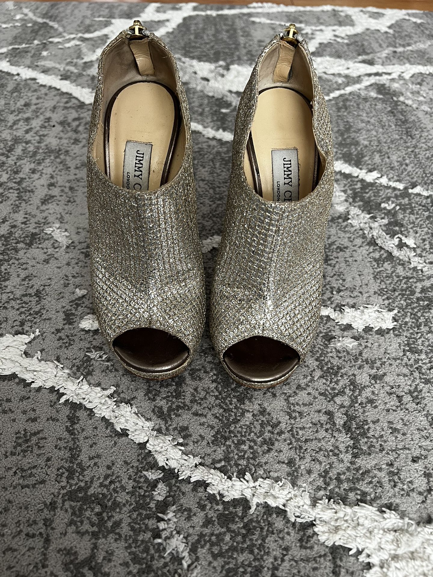 Beautiful Sparkly Jimmy Choo Open Toe Booties!! 