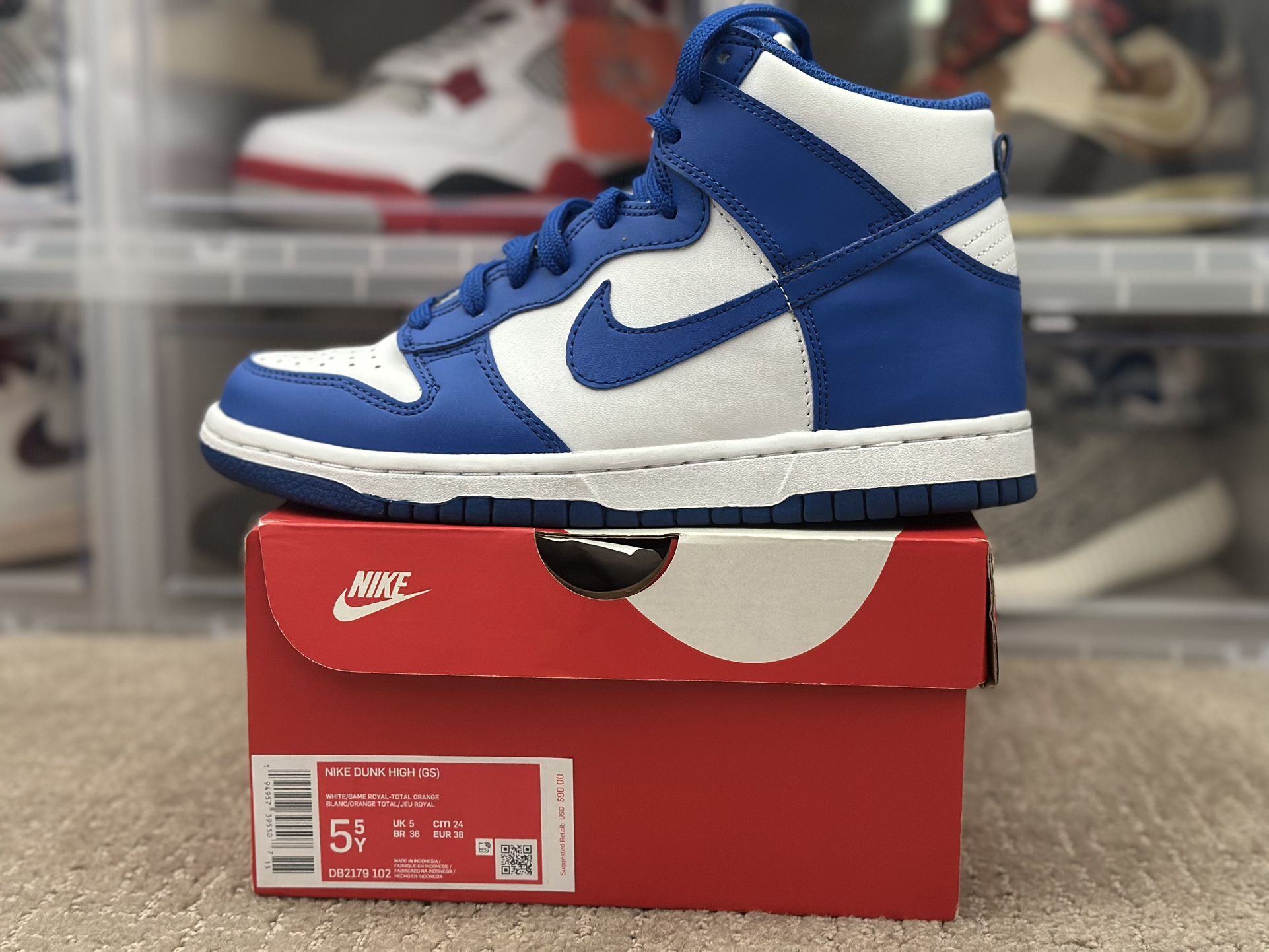(USED) Size 5.5y - Nike Dunk High Game Royal - $40